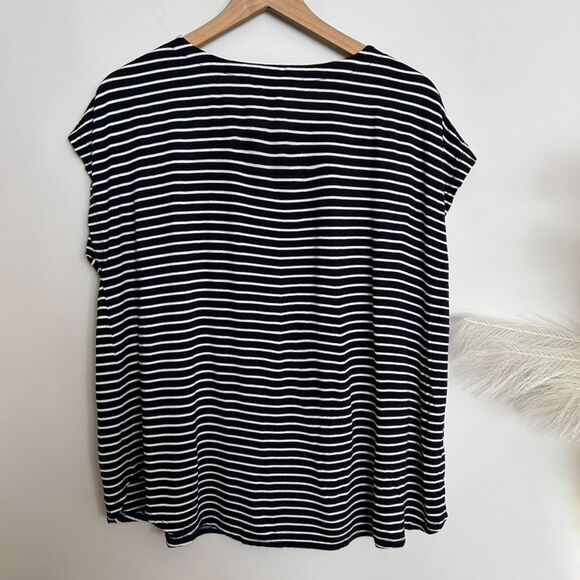 Loft Cap Sleeve Striped Swing Tee Top - Picture 5 of 5